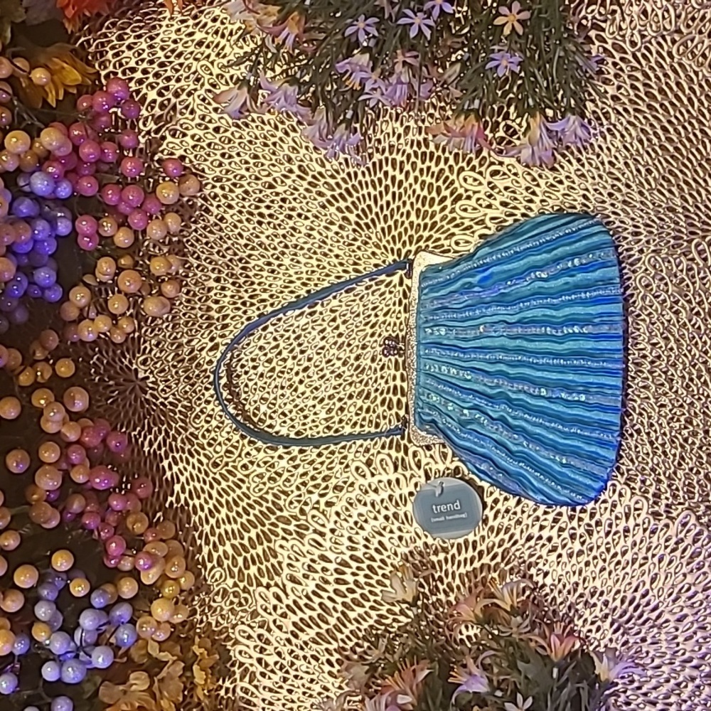 Mini Turquoise & Sequins Dressy Bag by Trend 5.5" by 7"
